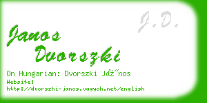 janos dvorszki business card